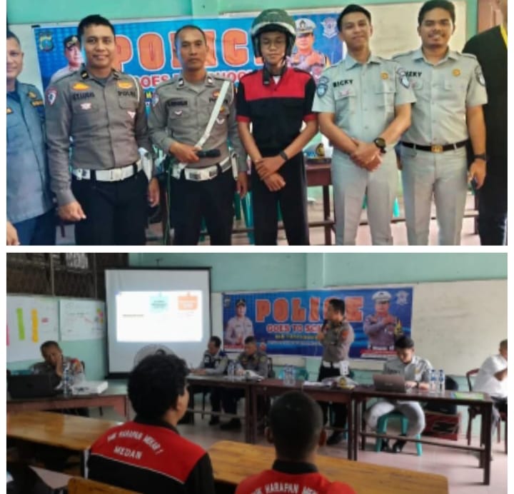 Sat Lantas Polres Pelabuhan Belawan Gelar Sosialisasi Tertib Lalu Lintas di Yayasan Pendidikan Harapan Mekar